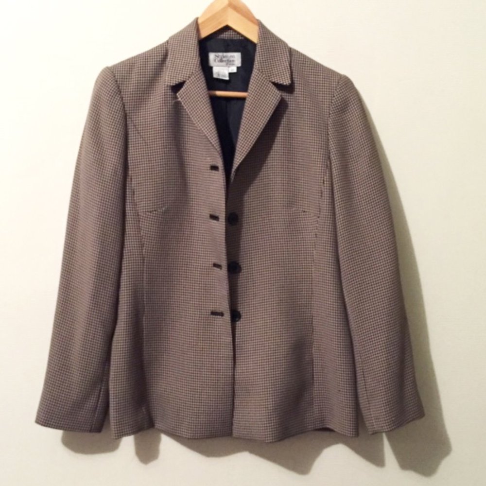 Style & Co Brown Houndstooth Check Blazer